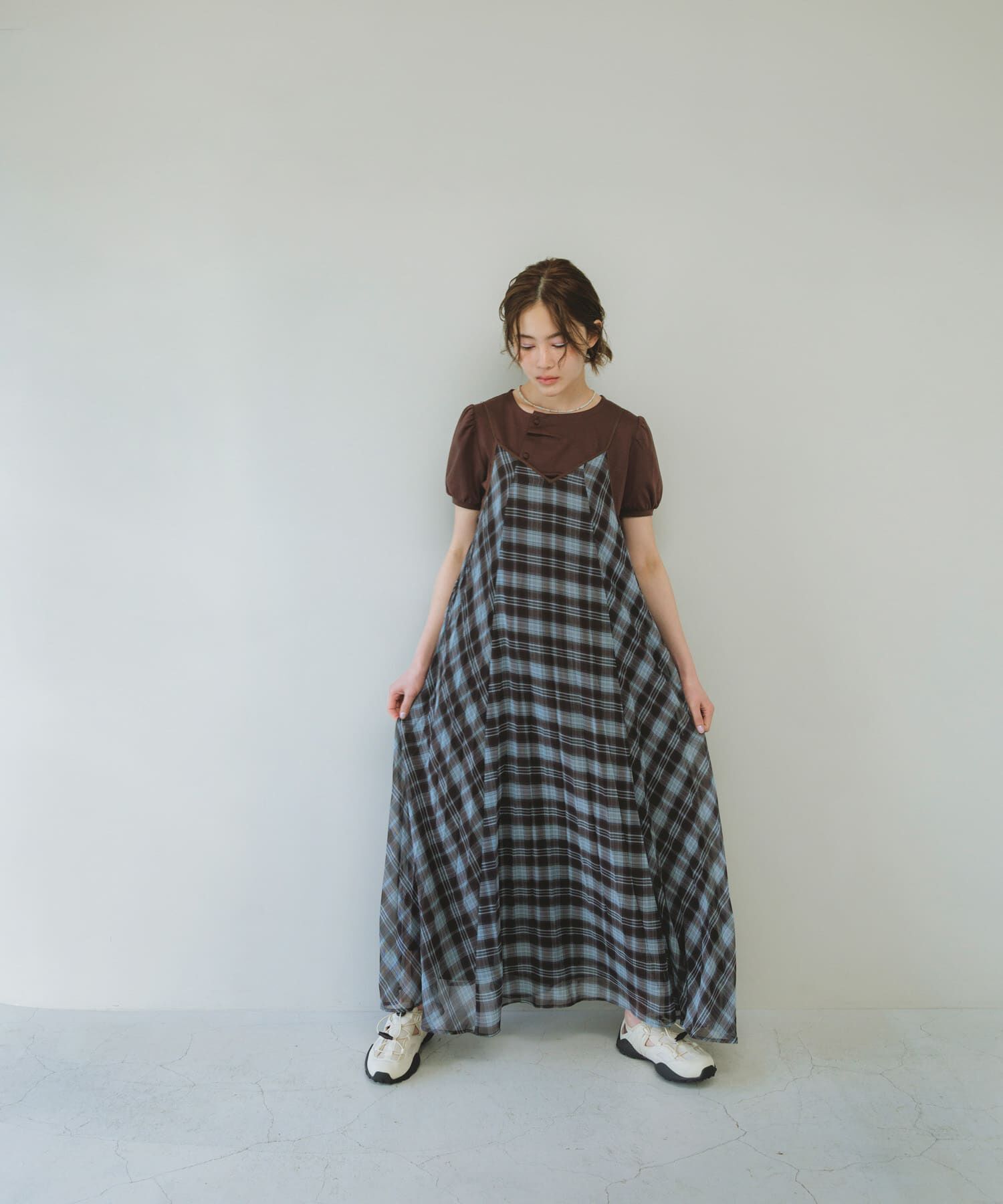  「チェックプリーツキャミワンピース」|その他|