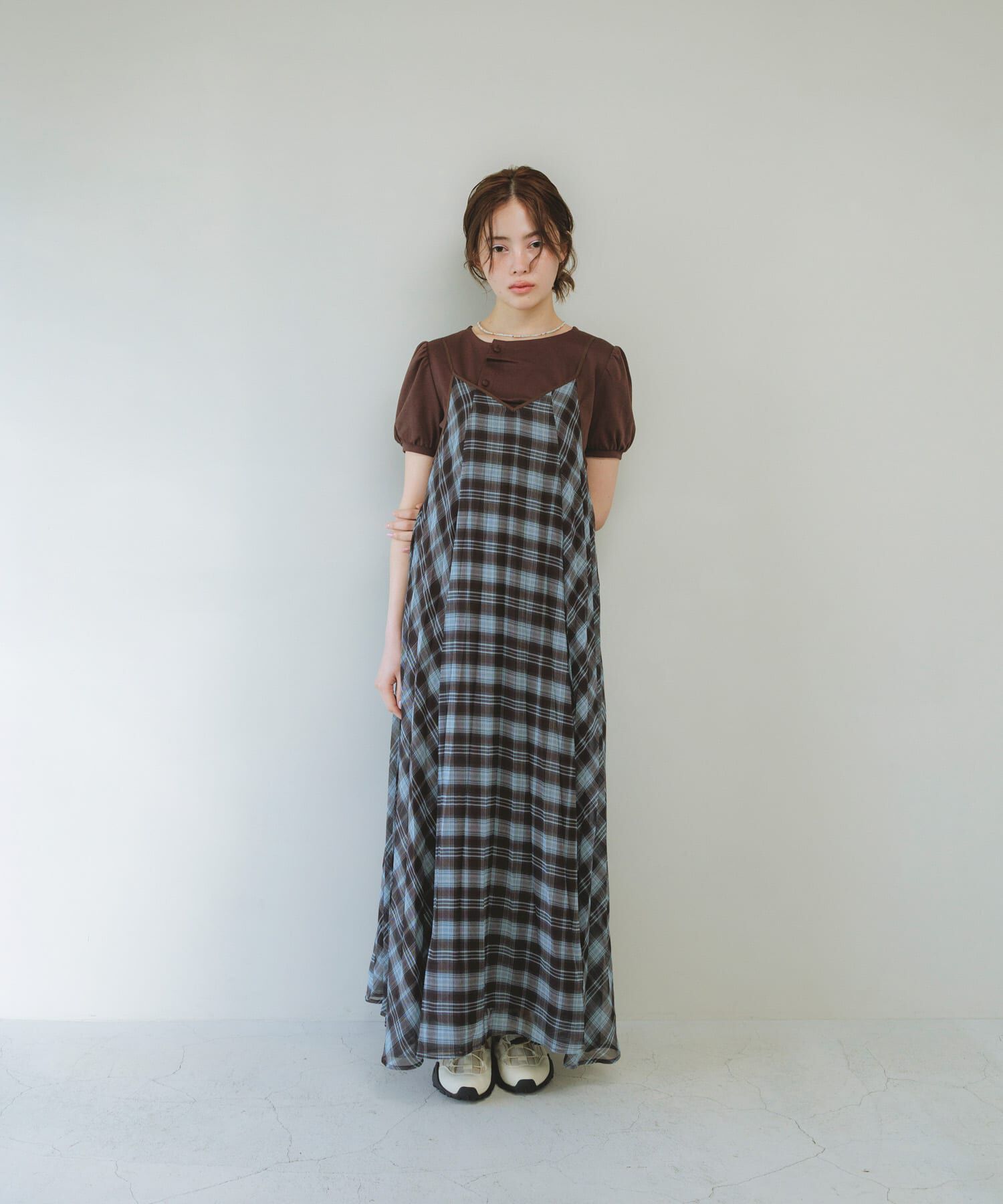  「チェックプリーツキャミワンピース」|その他|