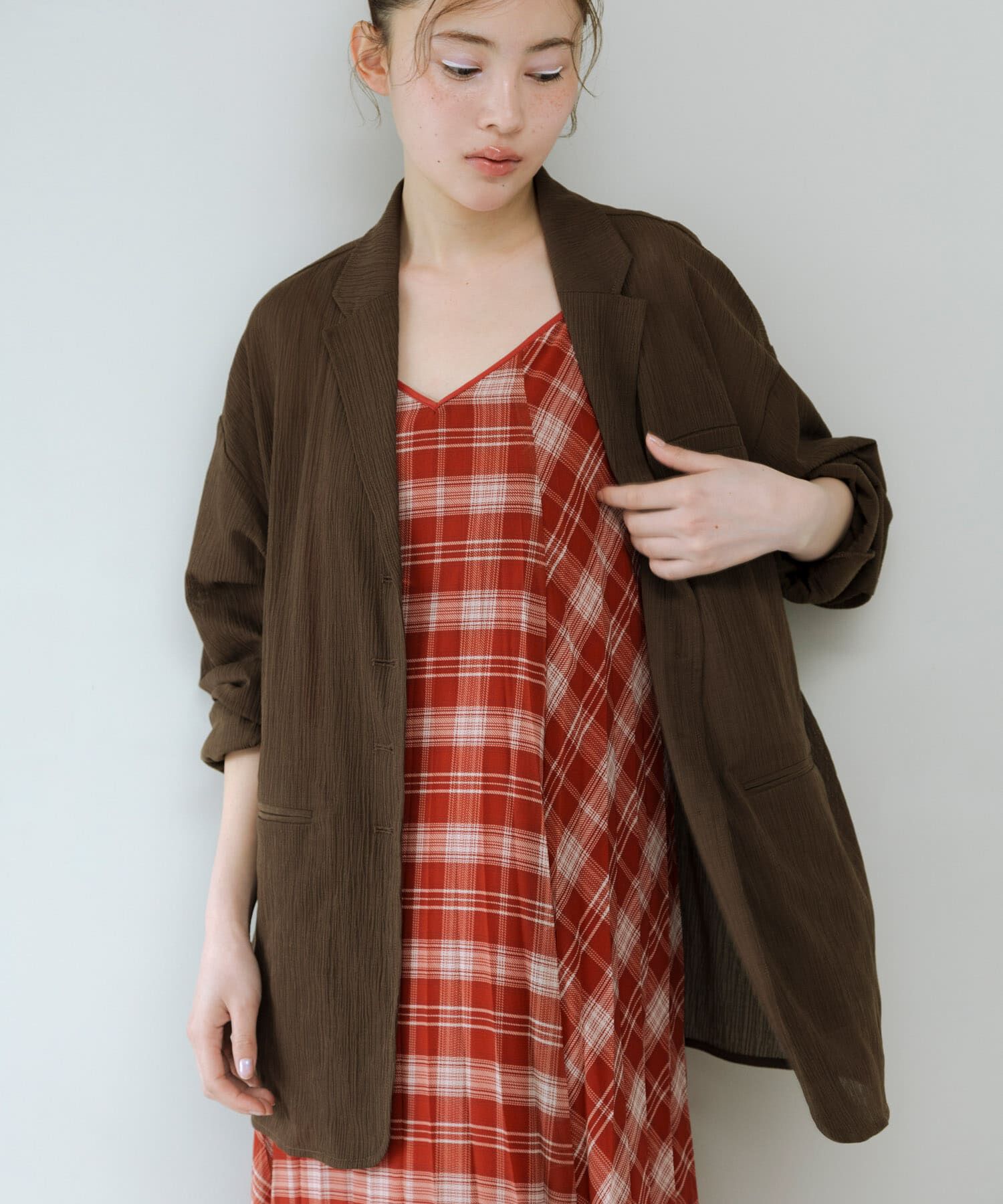  「チェックプリーツキャミワンピース」|その他|