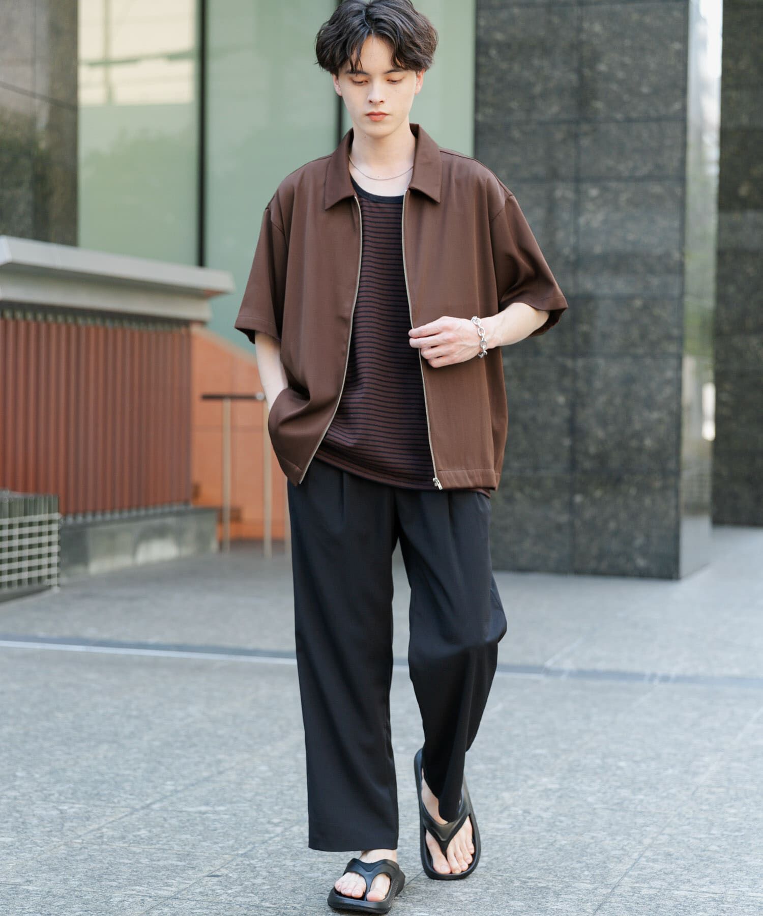 SENSE OF PLACE by URBAN RESEARCH「ZIPショートスリーブルーズシャツ」|シャツ・ブラウス|