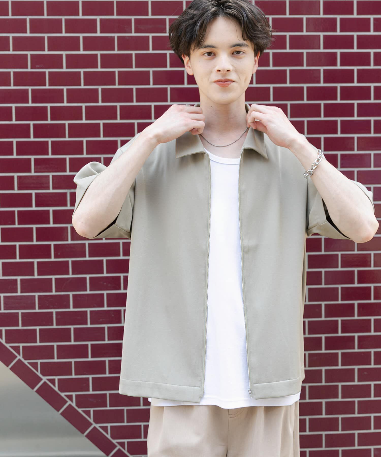 SENSE OF PLACE by URBAN RESEARCH「ZIPショートスリーブルーズシャツ」|シャツ・ブラウス|ミント