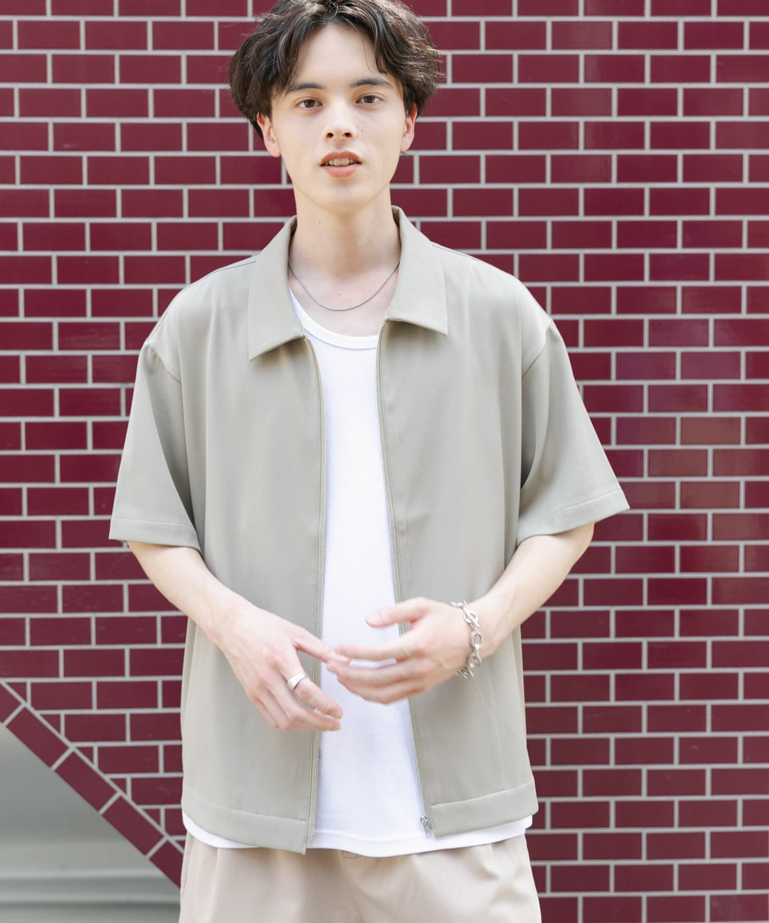 SENSE OF PLACE by URBAN RESEARCH「ZIPショートスリーブルーズシャツ」|シャツ・ブラウス|