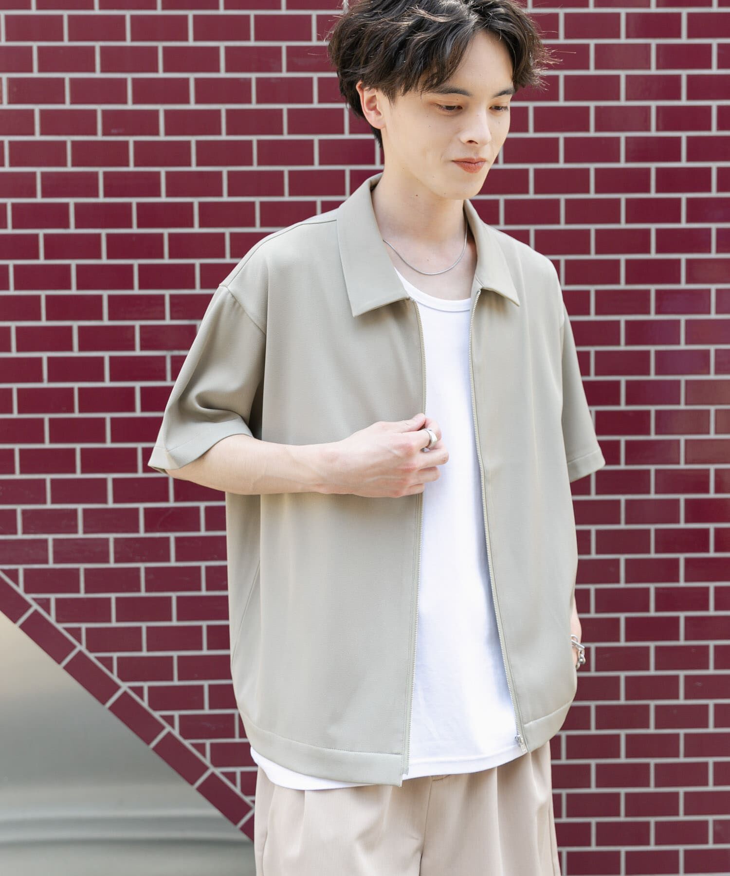 SENSE OF PLACE by URBAN RESEARCH「ZIPショートスリーブルーズシャツ」|シャツ・ブラウス|