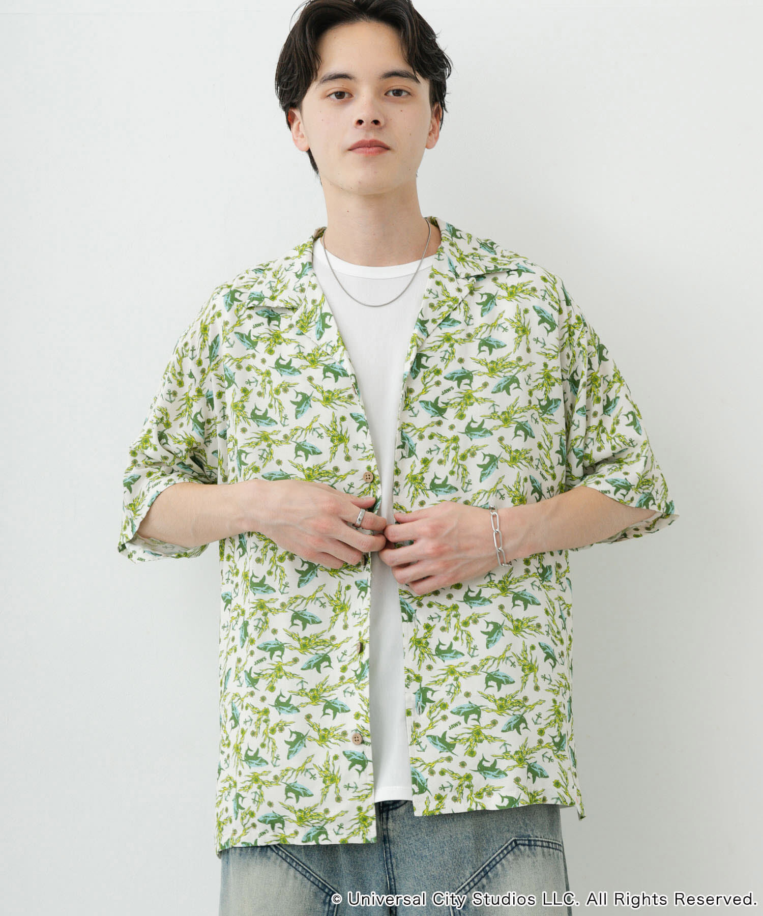 SENSE OF PLACE by URBAN RESEARCH「『別注』JAWS&times;SENSE OF PLACE　総柄オープンカラーシャツ」|シャツ・ブラウス|