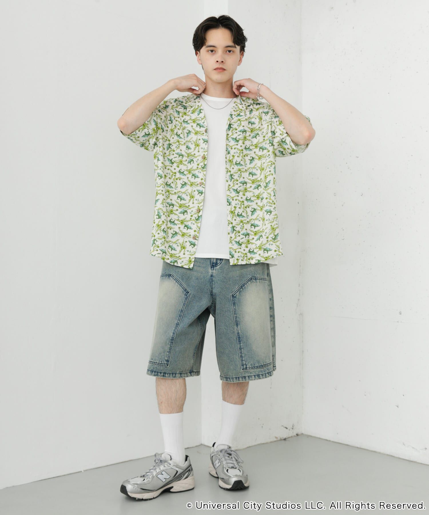 SENSE OF PLACE by URBAN RESEARCH「『別注』JAWS&times;SENSE OF PLACE　総柄オープンカラーシャツ」|シャツ・ブラウス|