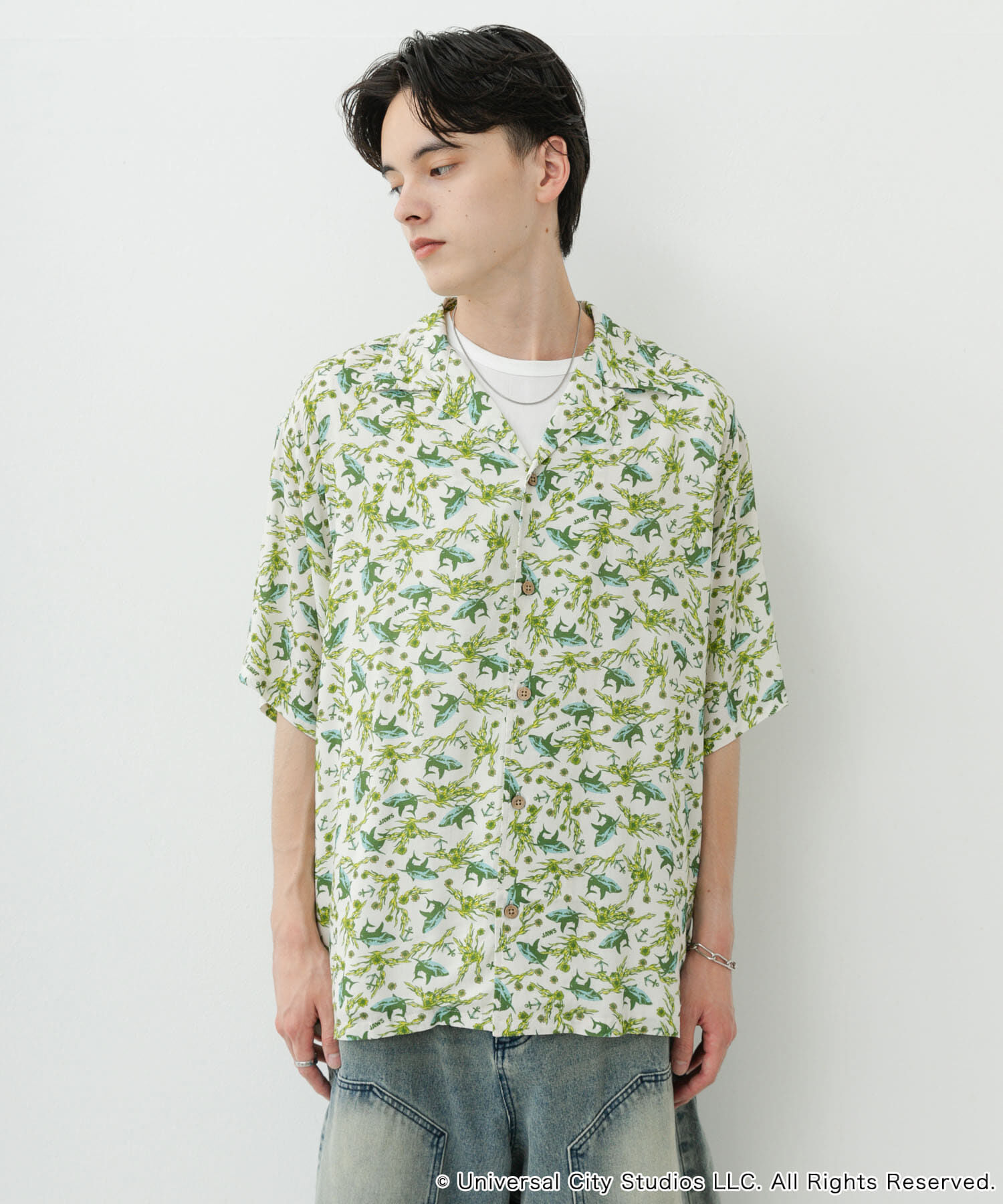 SENSE OF PLACE by URBAN RESEARCH「『別注』JAWS&times;SENSE OF PLACE　総柄オープンカラーシャツ」|シャツ・ブラウス|