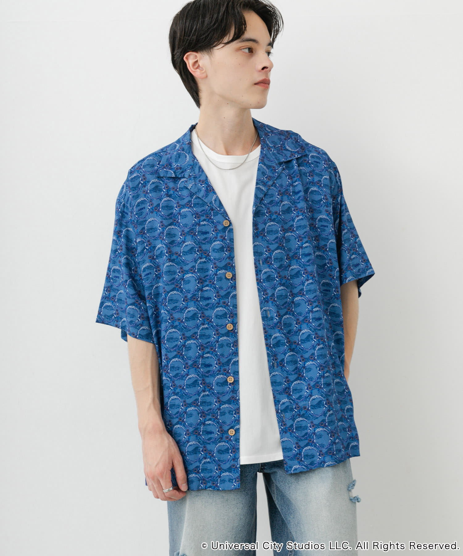 SENSE OF PLACE by URBAN RESEARCH「『別注』JAWS&times;SENSE OF PLACE　総柄オープンカラーシャツ」|シャツ・ブラウス|