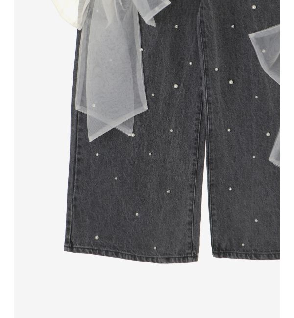  「リボンブローチセットキラキラデニム」|デニム|