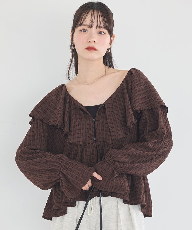 earth music&ecology「ラッフルカラーカットブラウス」|シャツ・ブラウス|
