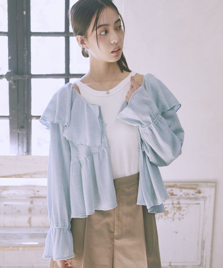 earth music&ecology「ラッフルカラーカットブラウス」|シャツ・ブラウス|