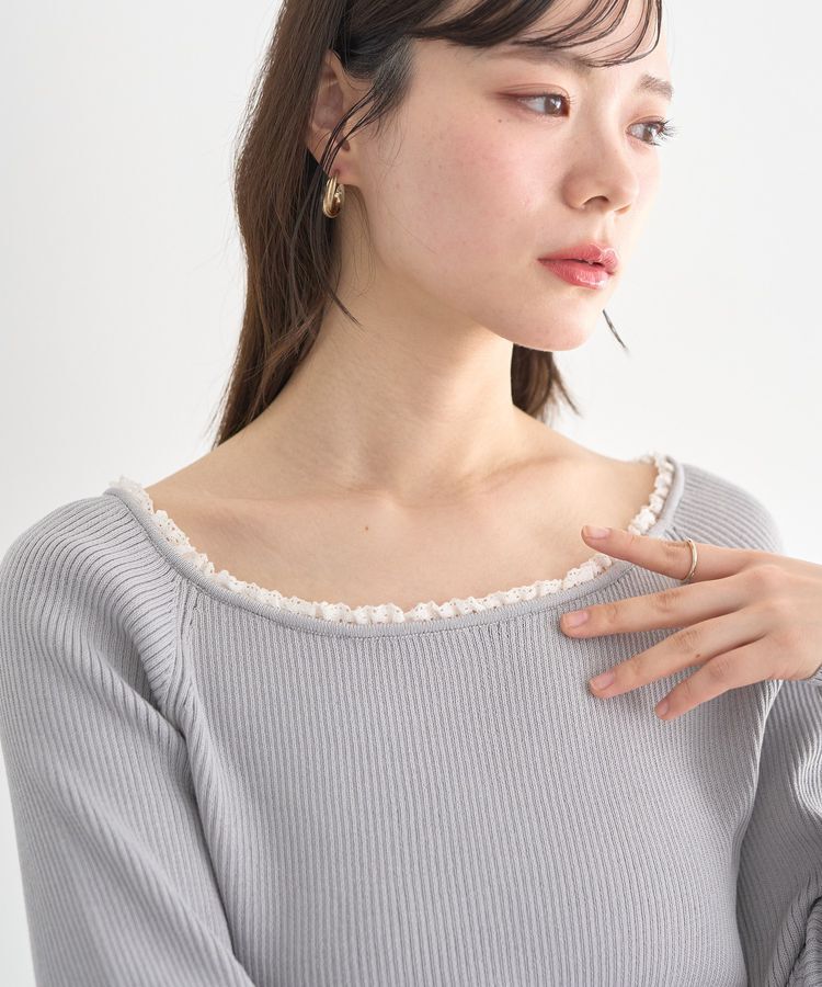 earth music&ecology「レーストリムリブニットプルオーバー」|ニット・セーター|