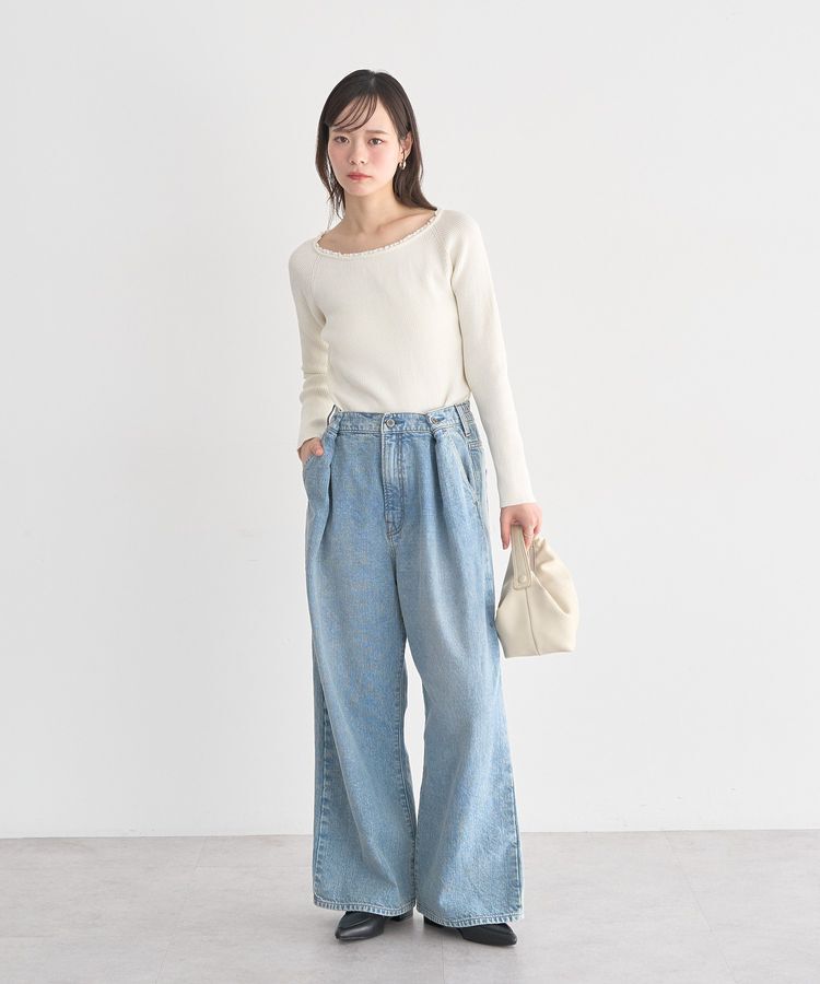 earth music&ecology「レーストリムリブニットプルオーバー」|ニット・セーター|