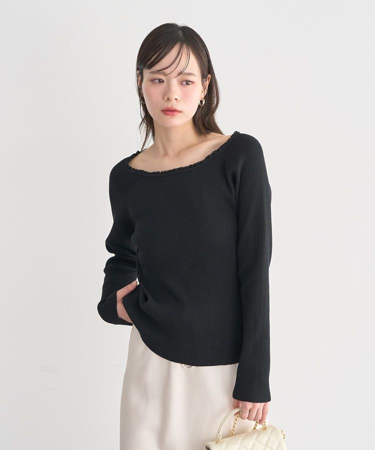 earth music&ecology「レーストリムリブニットプルオーバー」|ニット・セーター|