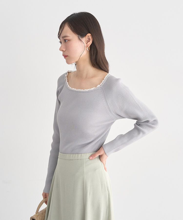 earth music&ecology「レーストリムリブニットプルオーバー」|ニット・セーター|