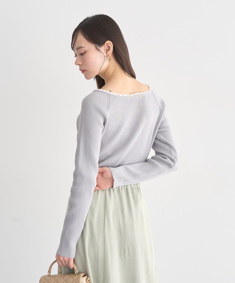 earth music&ecology「レーストリムリブニットプルオーバー」|ニット・セーター|