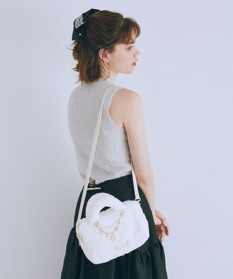 Maison de FLEUR「チャーム付きファー2Wayボストンバッグ」|ハンドバッグ|