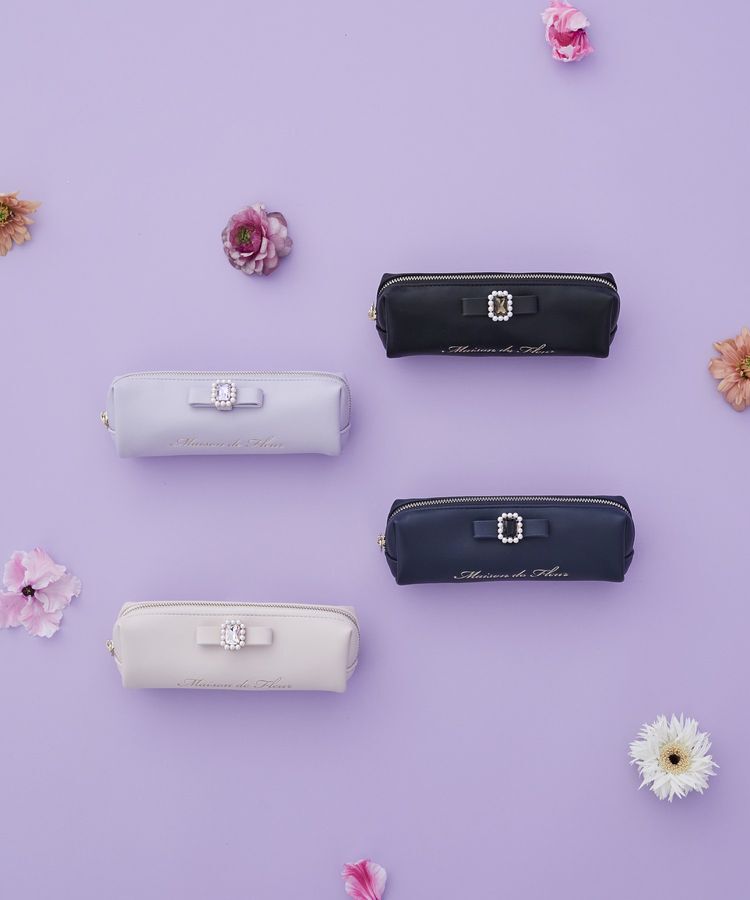 Maison de FLEUR「パールビジュー合皮リボンロングポーチ」|ポーチ|
