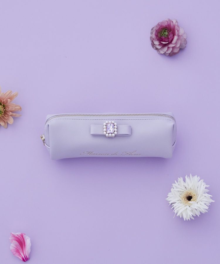 Maison de FLEUR「パールビジュー合皮リボンロングポーチ」|ポーチ|