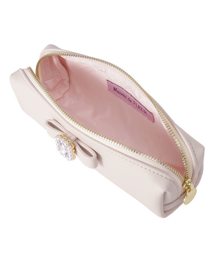 Maison de FLEUR「パールビジュー合皮リボンロングポーチ」|ポーチ|