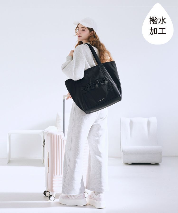Maison de FLEUR「撥水加工リボンキャリーオンバッグ」|トートバッグ|ブラック