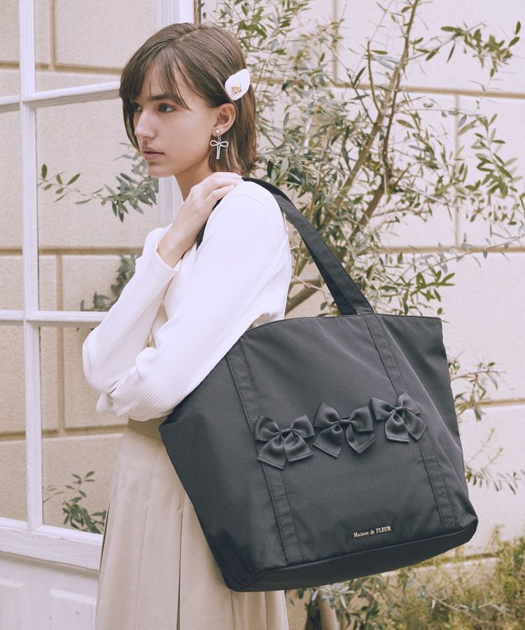 Maison de FLEUR「撥水加工リボンキャリーオンバッグ」|トートバッグ|