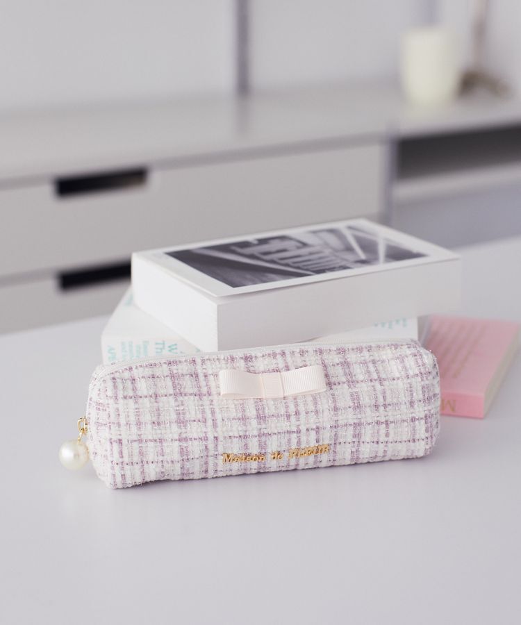 Maison de FLEUR「グログランリボンツイードロングポーチ」|ポーチ|ライトピンク