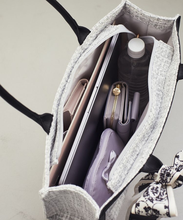 Maison de FLEUR「スカーフ付きツイードスクエアトートバッグ」|ハンドバッグ|