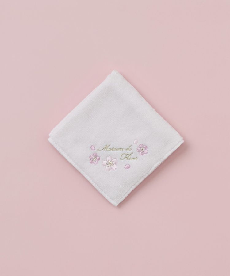 Maison de FLEUR「サクラ刺繍タオルハンカチ」|ハンカチ|ピンク