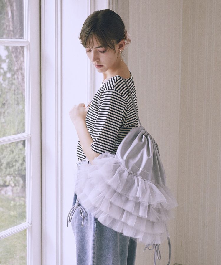 Maison de FLEUR「チュールフリルナップサック」|リュック|グレー