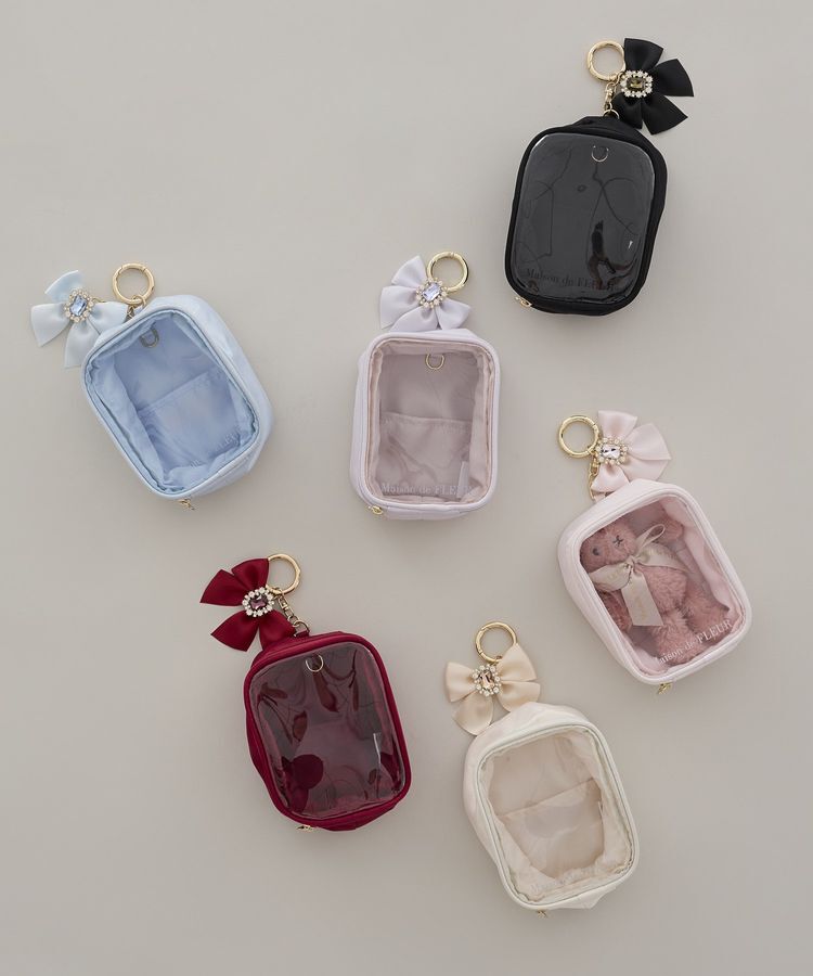 Maison de FLEUR「【6色展開】ビジューリボンクリアポーチS」|ポーチ|