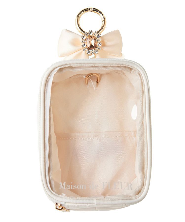 Maison de FLEUR「【6色展開】ビジューリボンクリアポーチS」|ポーチ|