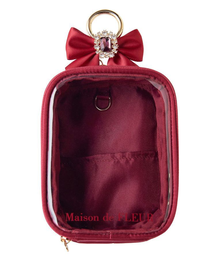 Maison de FLEUR「【6色展開】ビジューリボンクリアポーチS」|ポーチ|