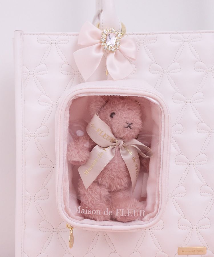 Maison de FLEUR「【6色展開】ビジューリボンクリアポーチS」|ポーチ|