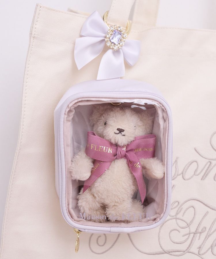 Maison de FLEUR「【6色展開】ビジューリボンクリアポーチS」|ポーチ|