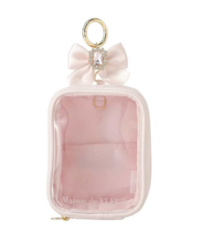 Maison de FLEUR「【6色展開】ビジューリボンクリアポーチS」|ポーチ|