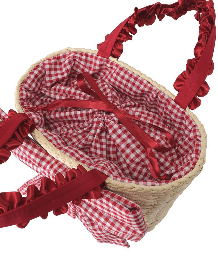 Maison de FLEUR「リボンメイズフリルハンドルカゴバッグ」|ハンドバッグ|