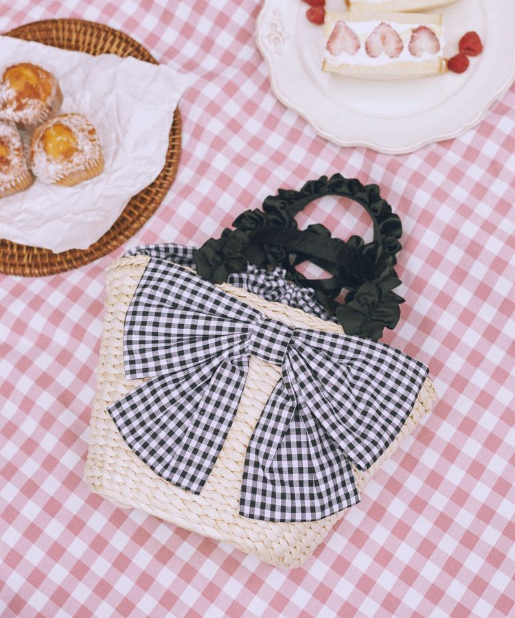 Maison de FLEUR「リボンメイズフリルハンドルカゴバッグ」|ハンドバッグ|