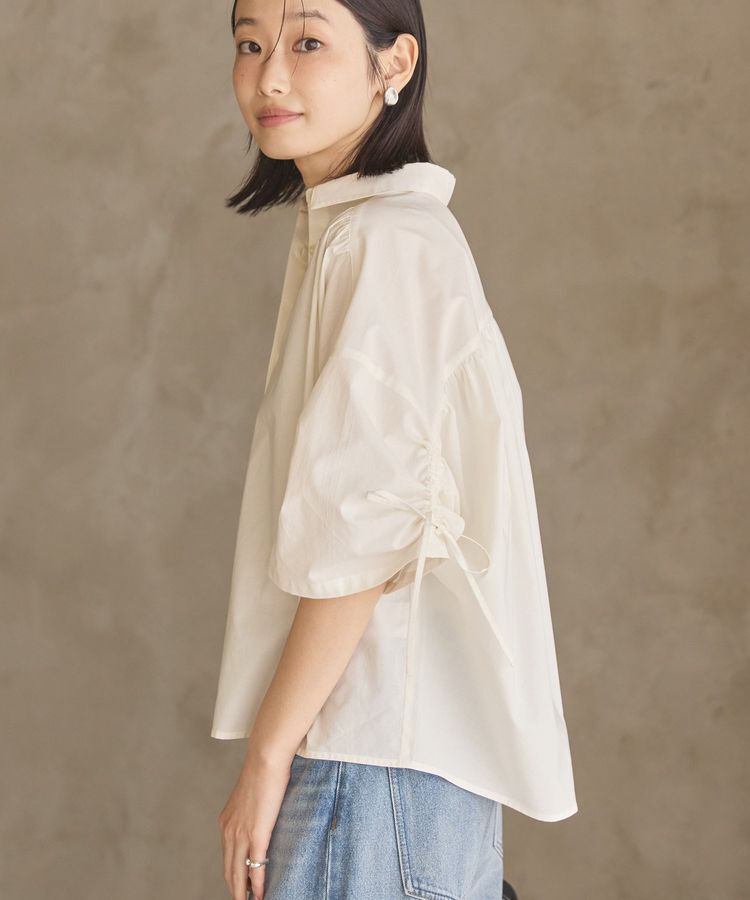 AMERICAN HOLIC「【WEB限定】【接触冷感・UVカット】ギャザーリボンスリーブ半袖シャツ」|シャツ・ブラウス|