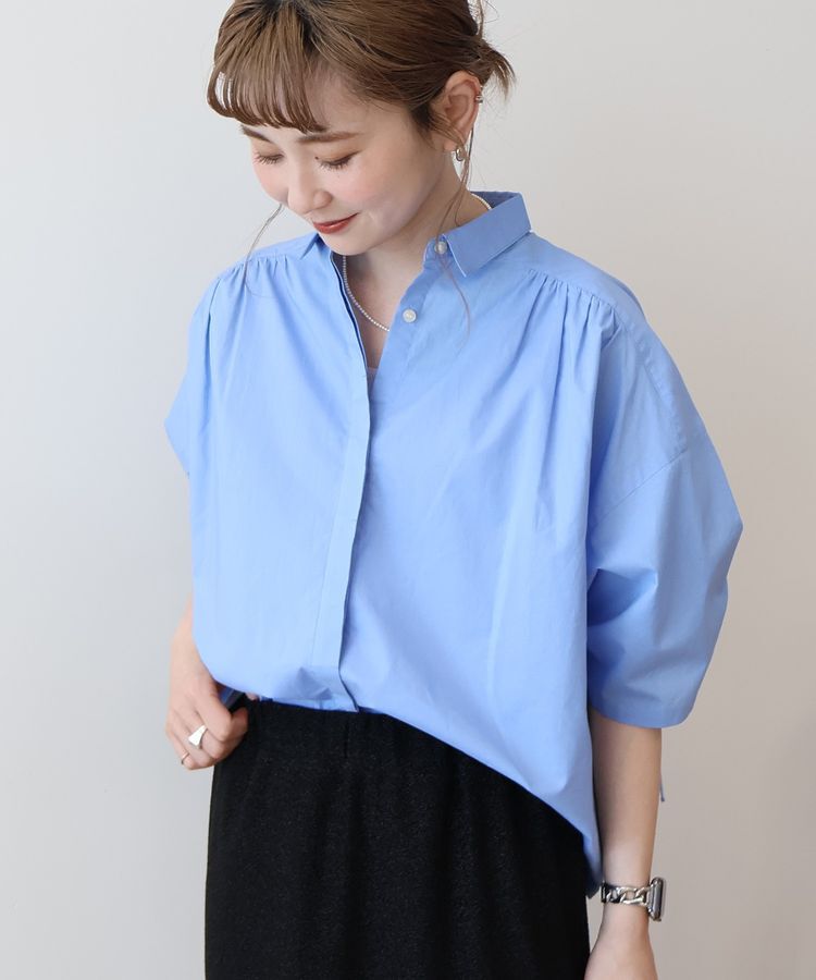 AMERICAN HOLIC「【WEB限定】【接触冷感・UVカット】ギャザーリボンスリーブ半袖シャツ」|シャツ・ブラウス|