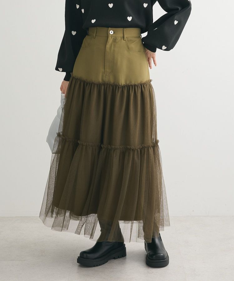 Green Parks「・ELENCARE DUE ハイブリットティアードスカート」|フレア|