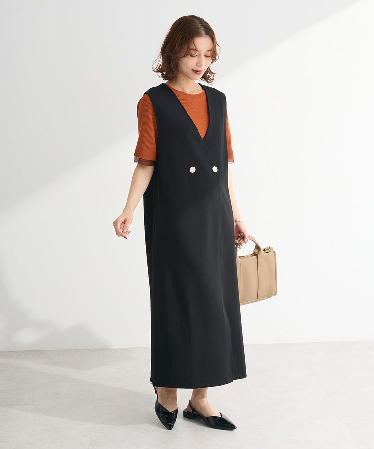 Green Parks「袖レイヤー5分袖ニットプルオーバー」|ニット・セーター|