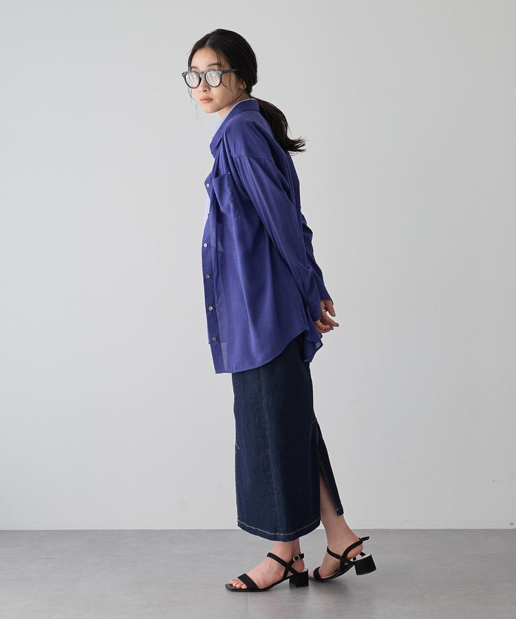 YECCA VECCA「フロントZIPハイウエストデニムスカート」|タイト|