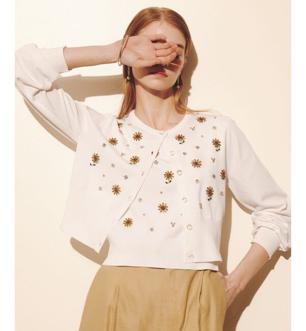 LOULOU WILLOUGHBY「 WEB 一部店舗限定【LOULOU WILLOUGHBY】サンフラワービジューカーディガン」|カーディガン|