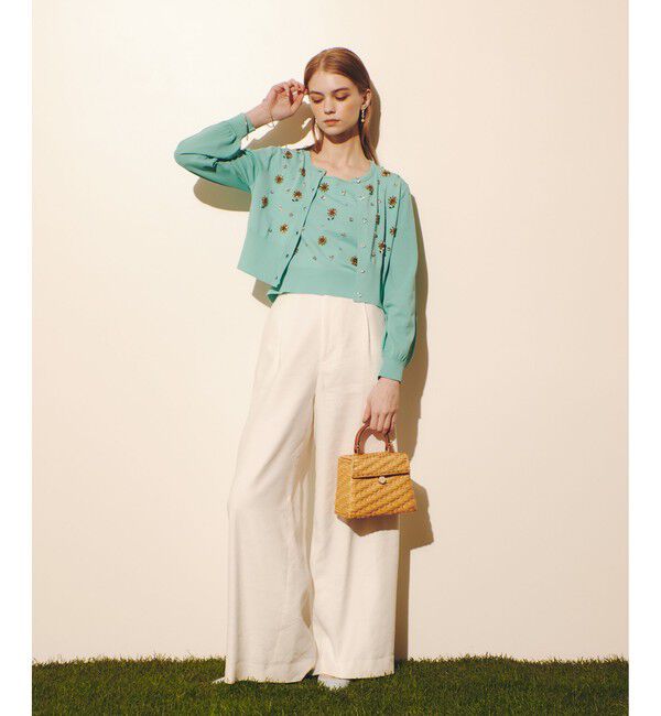 LOULOU WILLOUGHBY「 WEB 一部店舗限定【LOULOU WILLOUGHBY】サンフラワービジューカーディガン」|カーディガン|