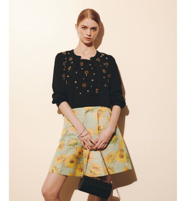 LOULOU WILLOUGHBY「 WEB 一部店舗限定【LOULOU WILLOUGHBY】サンフラワービジューカーディガン」|カーディガン|