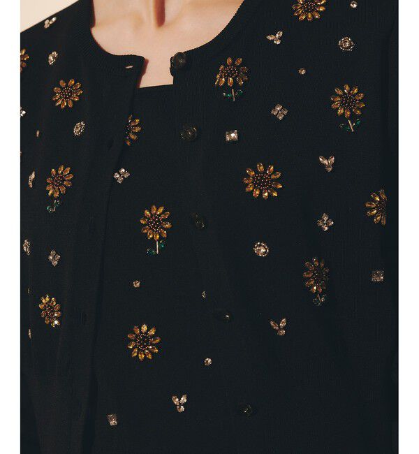 LOULOU WILLOUGHBY「 WEB 一部店舗限定【LOULOU WILLOUGHBY】サンフラワービジューカーディガン」|カーディガン|