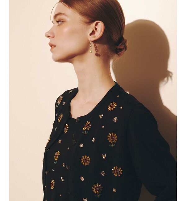 LOULOU WILLOUGHBY「 WEB 一部店舗限定【LOULOU WILLOUGHBY】サンフラワービジューカーディガン」|カーディガン|