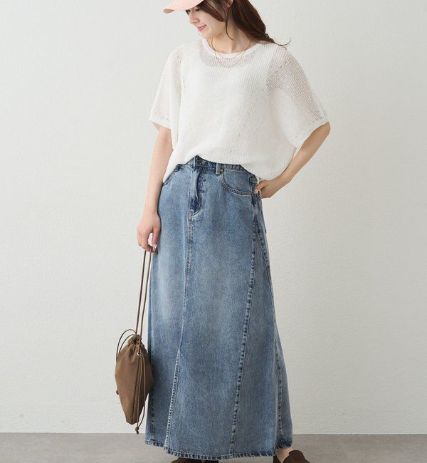  「アイレットデザインテープヤーンハーフスリーブニット」|ニット・セーター|