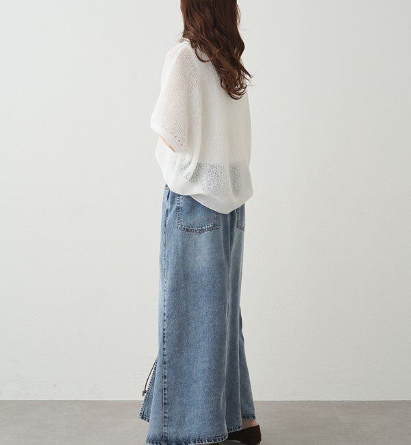  「アイレットデザインテープヤーンハーフスリーブニット」|ニット・セーター|