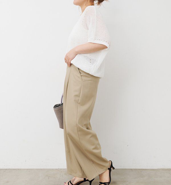  「アイレットデザインテープヤーンハーフスリーブニット」|ニット・セーター|